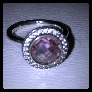 Pink Cz silver ring